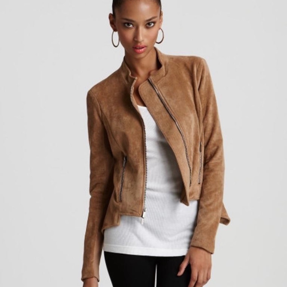 BCBG Maxazria suede moto jacket